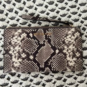 Michael Kors Snake Print Clutch with gold hardware